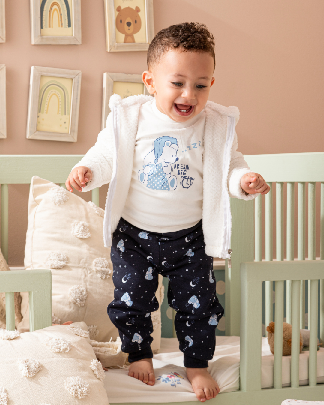 Sleepy bear baby pajamas for boys 3 pieces