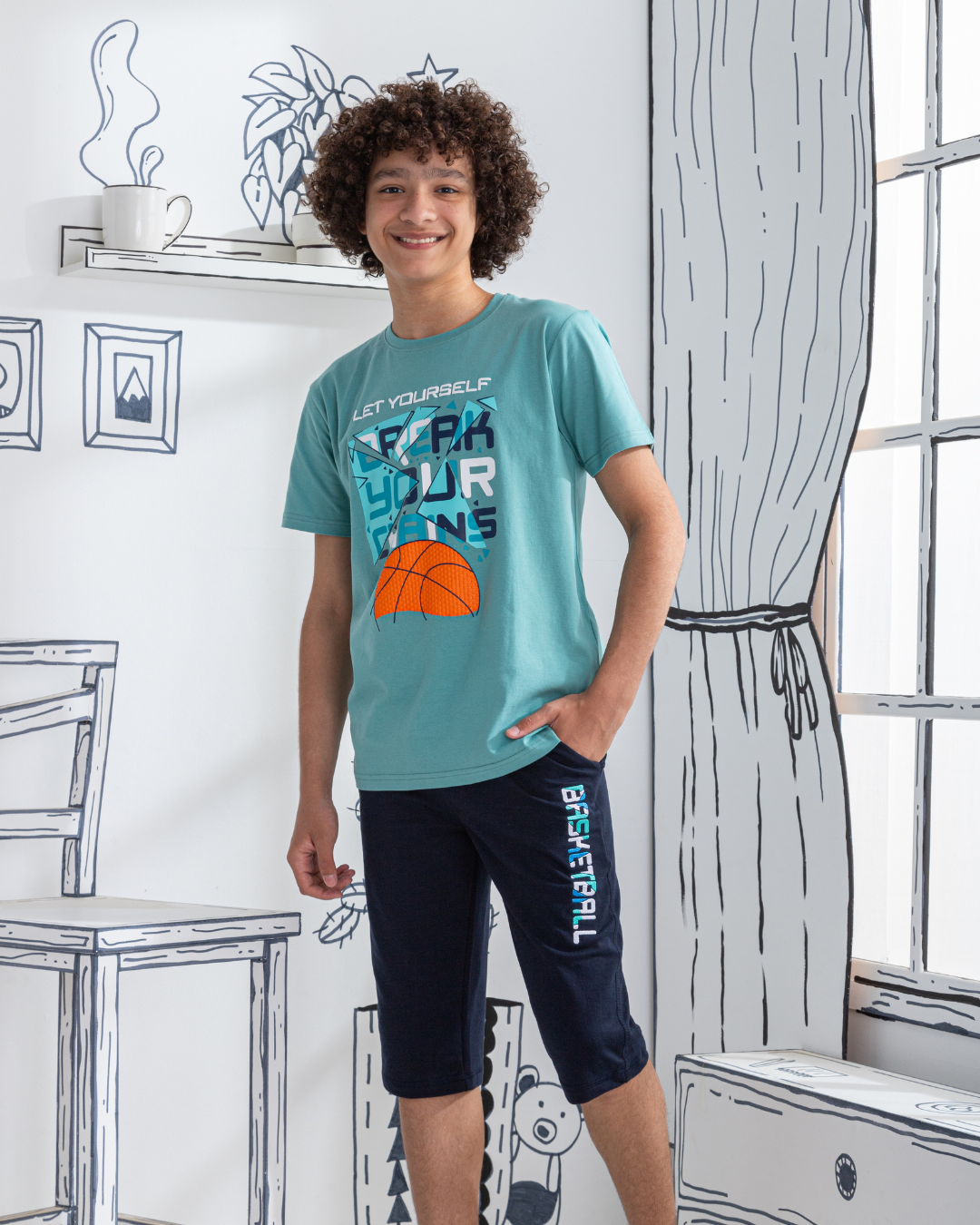 Basketball print pajamas for boys