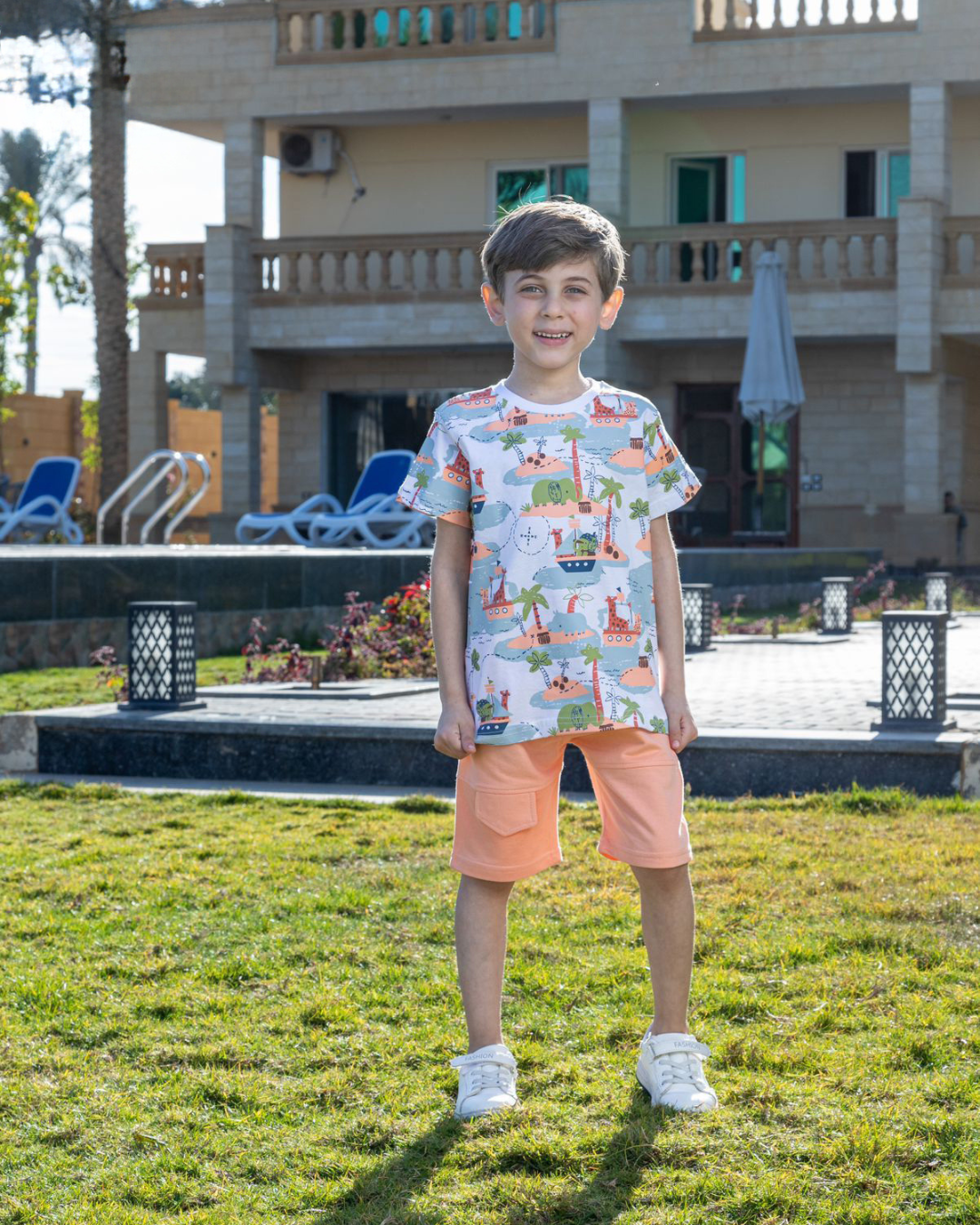 JUNGL Boys' pajamas, half-sleeved T-shirt and shorts