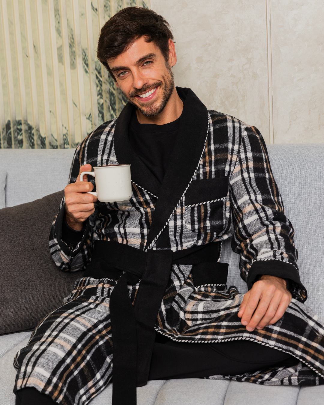 Men's checkered robe