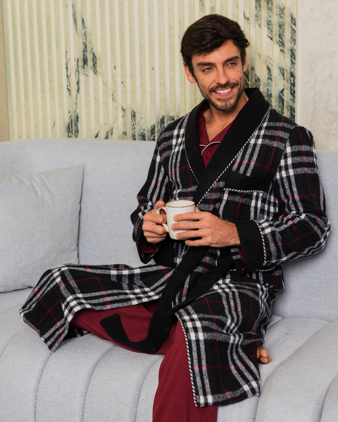 Men's checkered robe