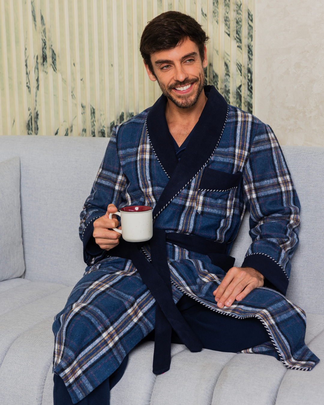 Men's checkered robe