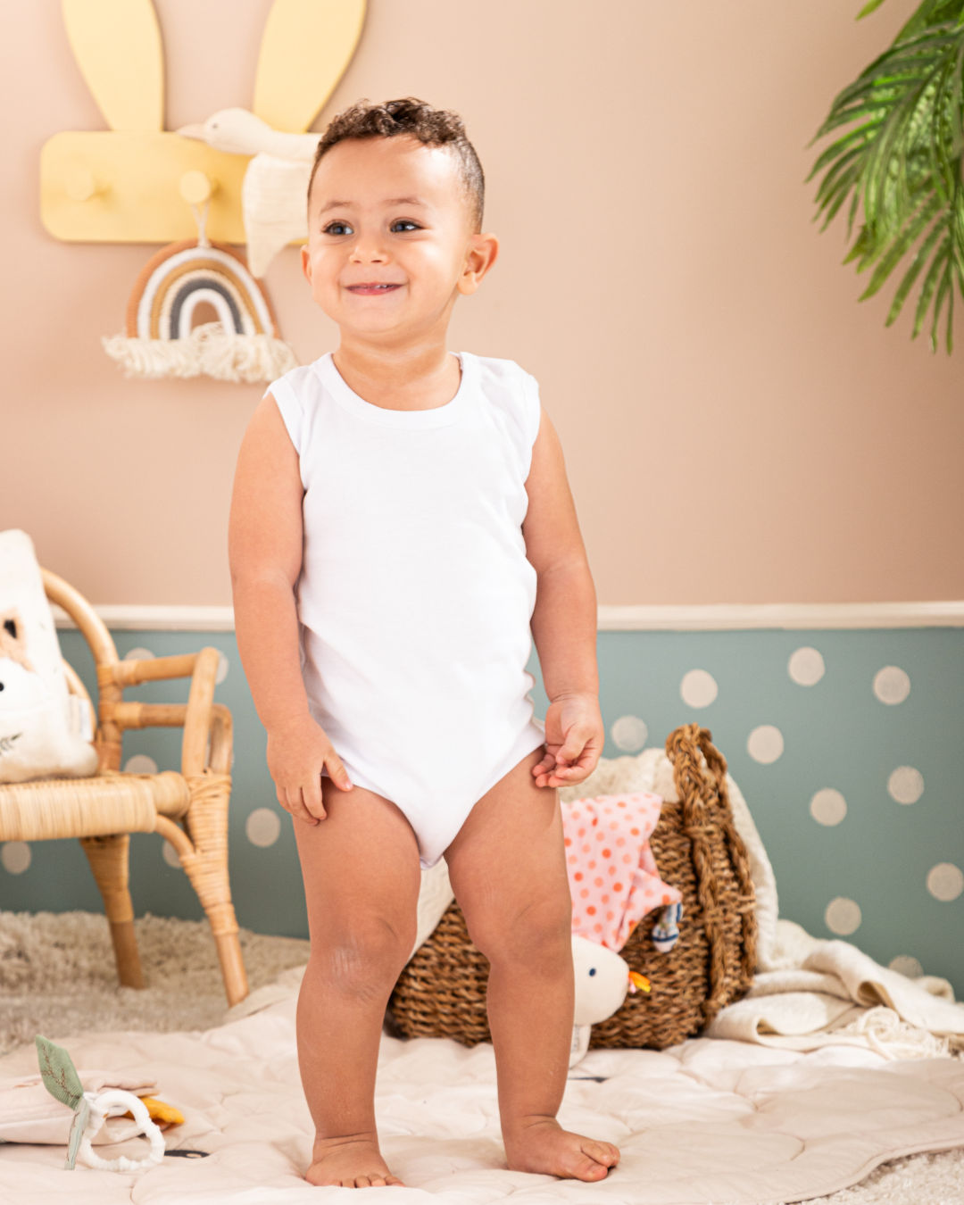 Plain white baby jumpsuit