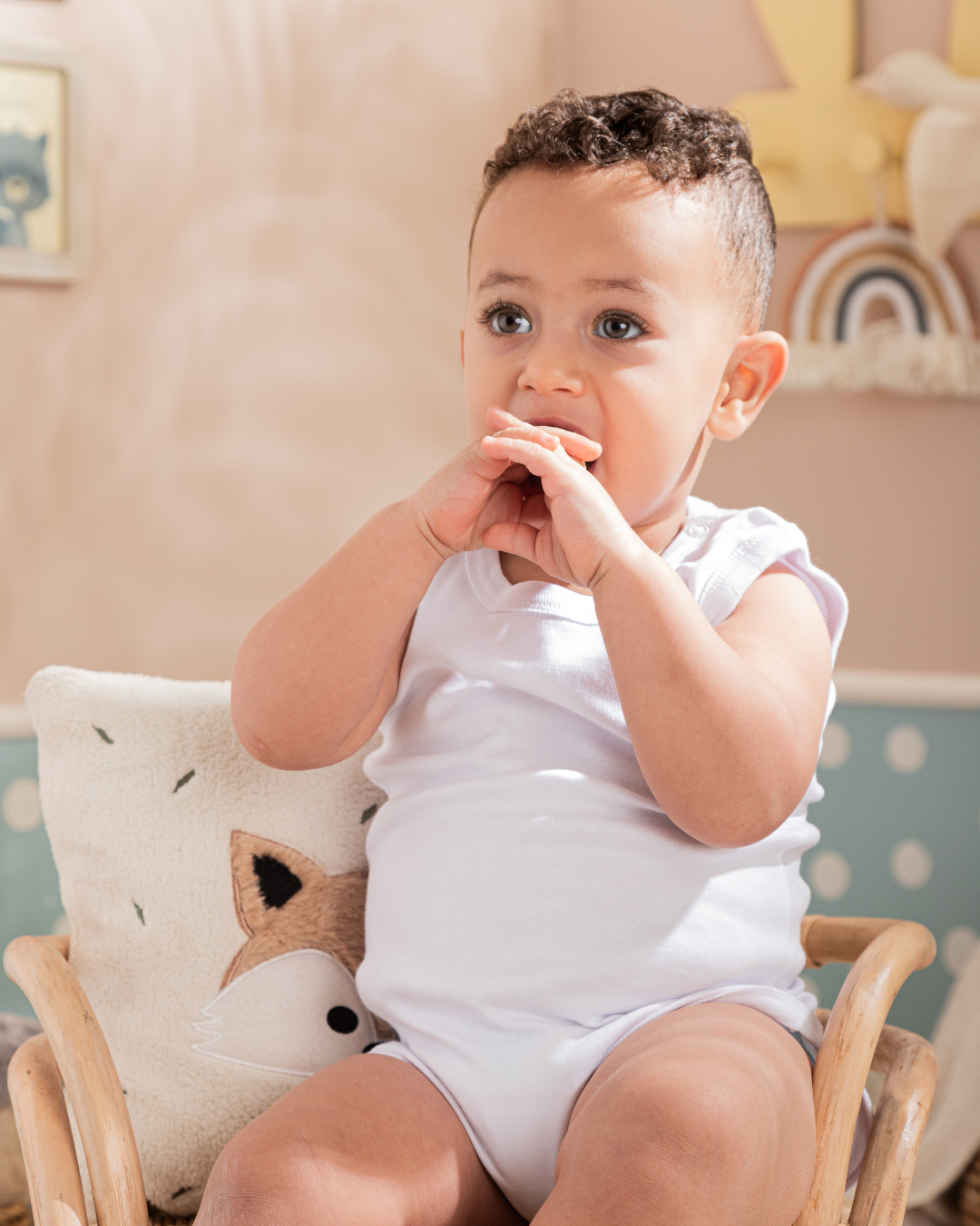 Plain white baby jumpsuit