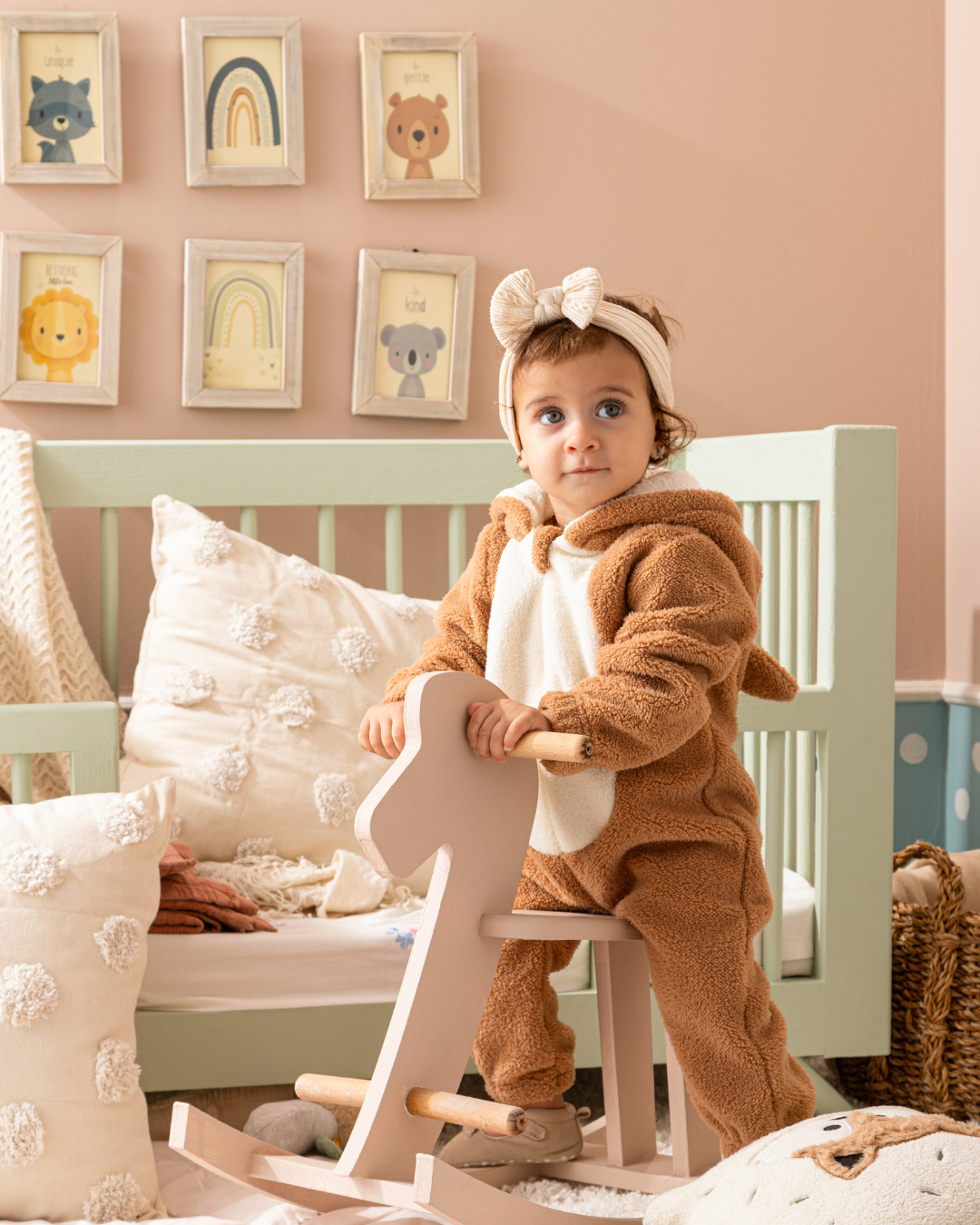 Deer Jumbsuit Baby jumpsuit with cabochon and fur zipper