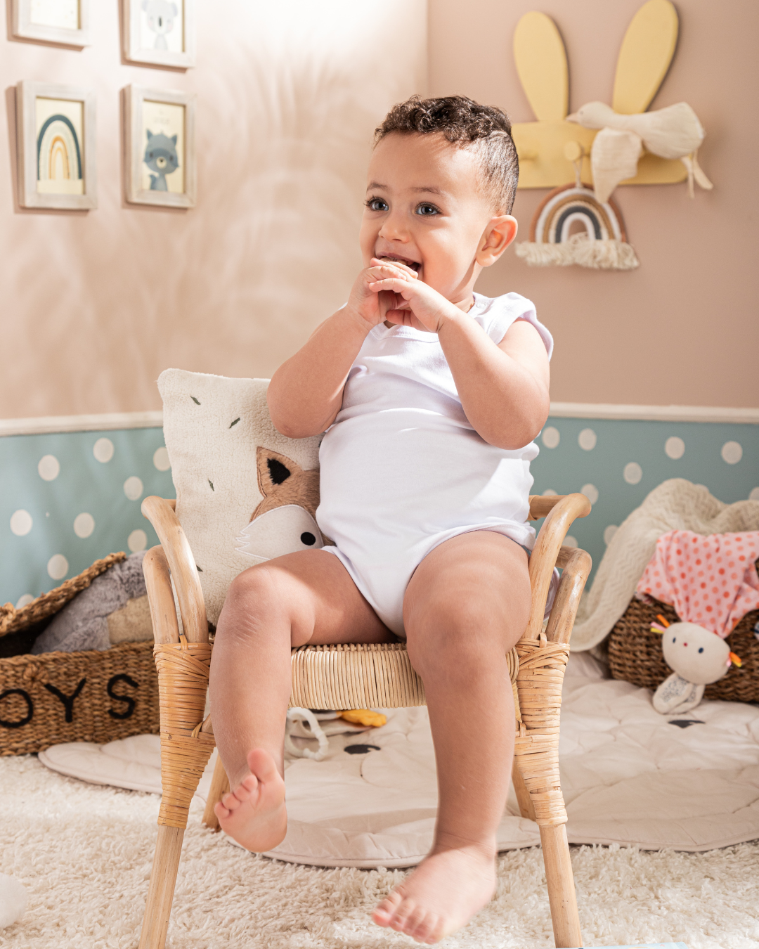 Plain white baby jumpsuit