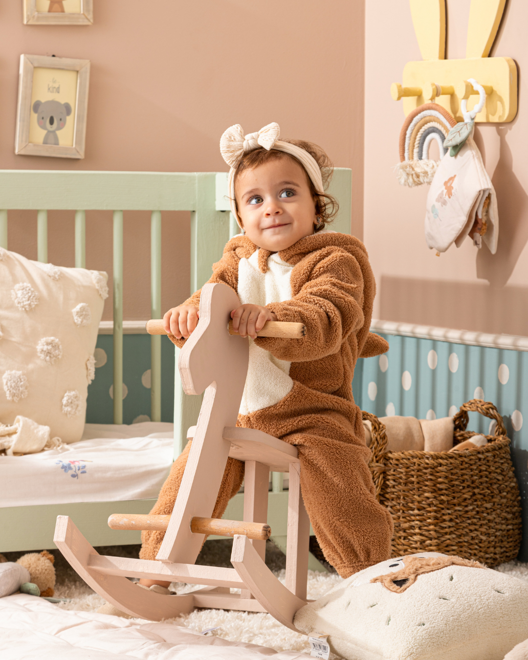 Deer Jumbsuit Baby jumpsuit with cabochon and fur zipper