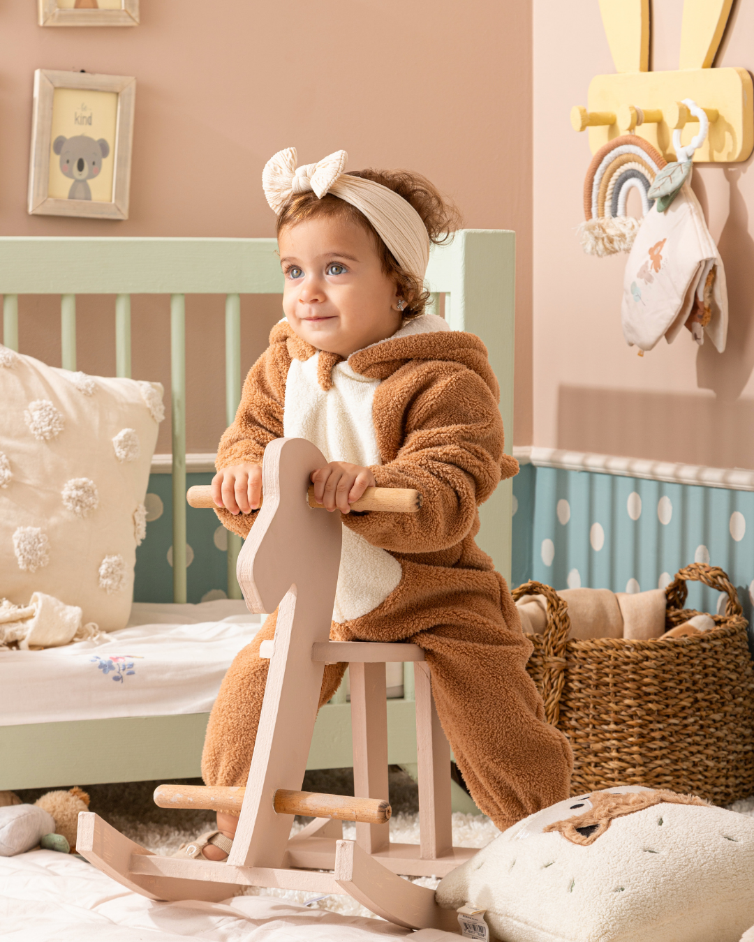 Deer Jumbsuit Baby jumpsuit with cabochon and fur zipper