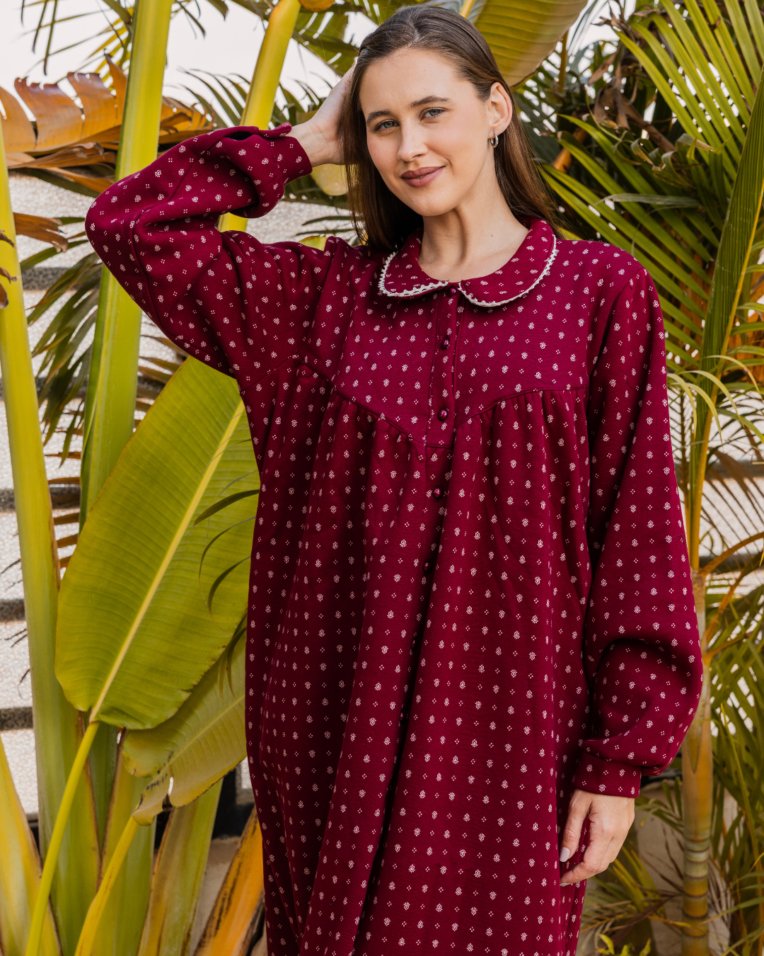 Andalusian pattern women's jalabiya with buttons