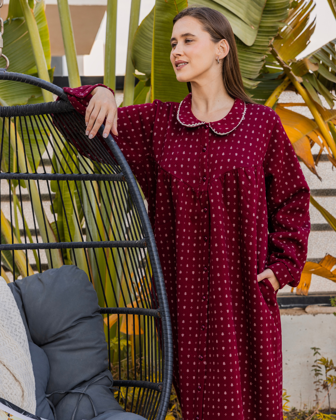 Andalusian pattern women's jalabiya with buttons