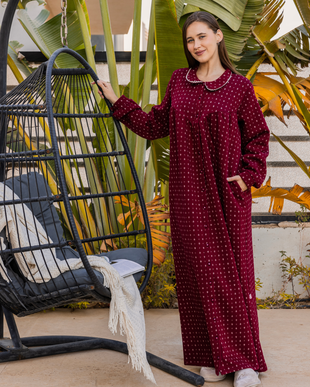 Andalusian pattern women's jalabiya with buttons