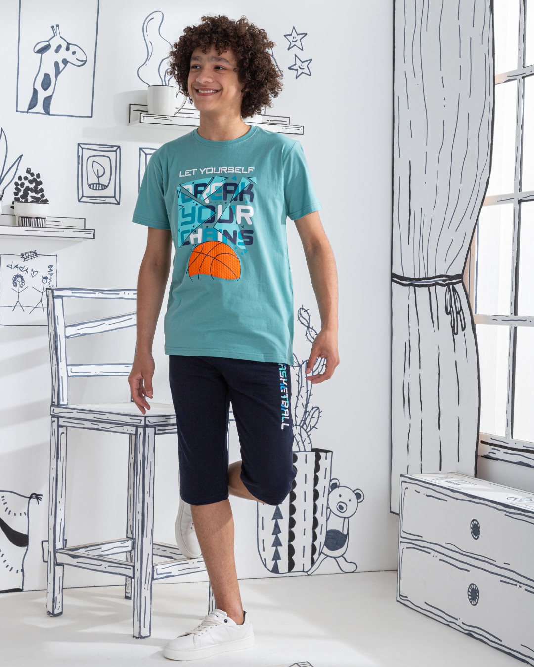 Basketball print pajamas for boys