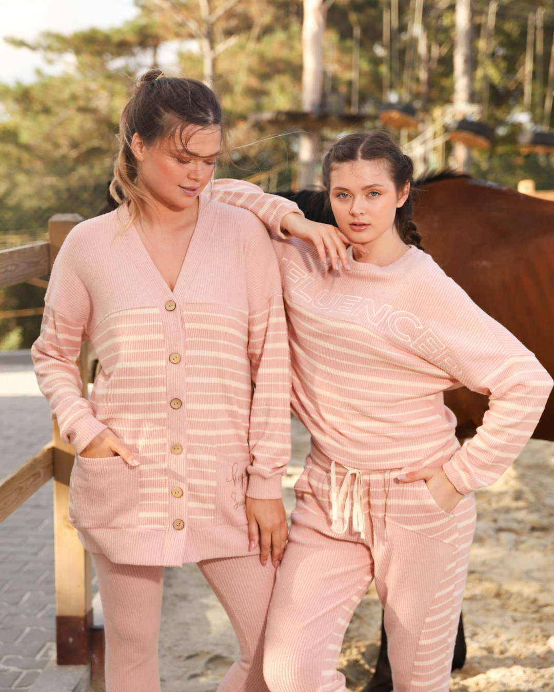 hey sunday Women's seven-striped pajamas with buttons