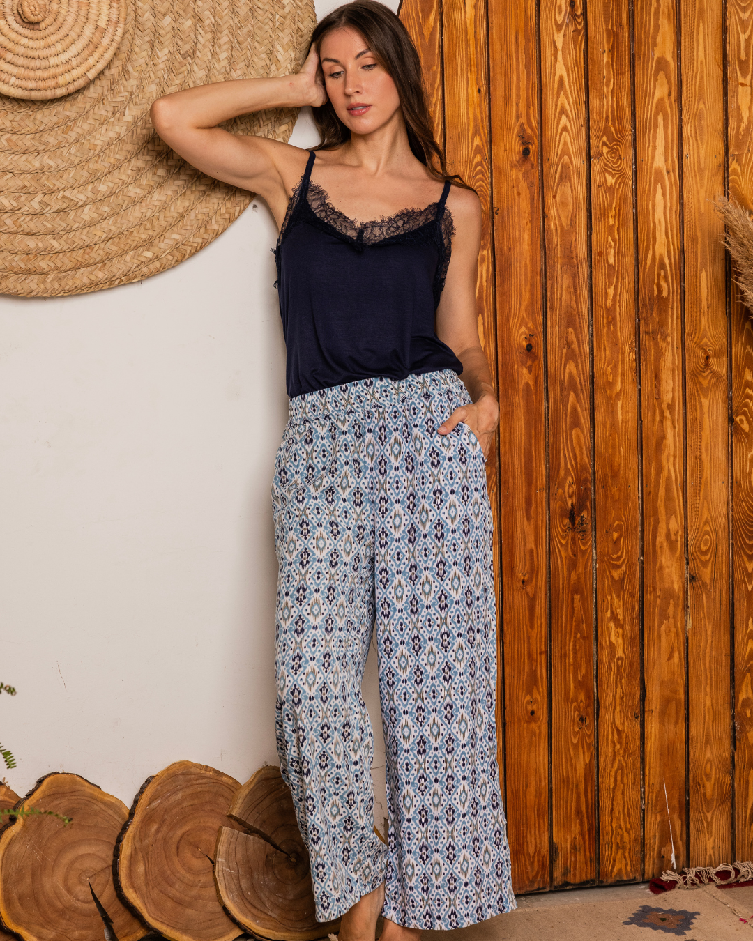 Boho Style Women's Pajamas Suspender and Pants