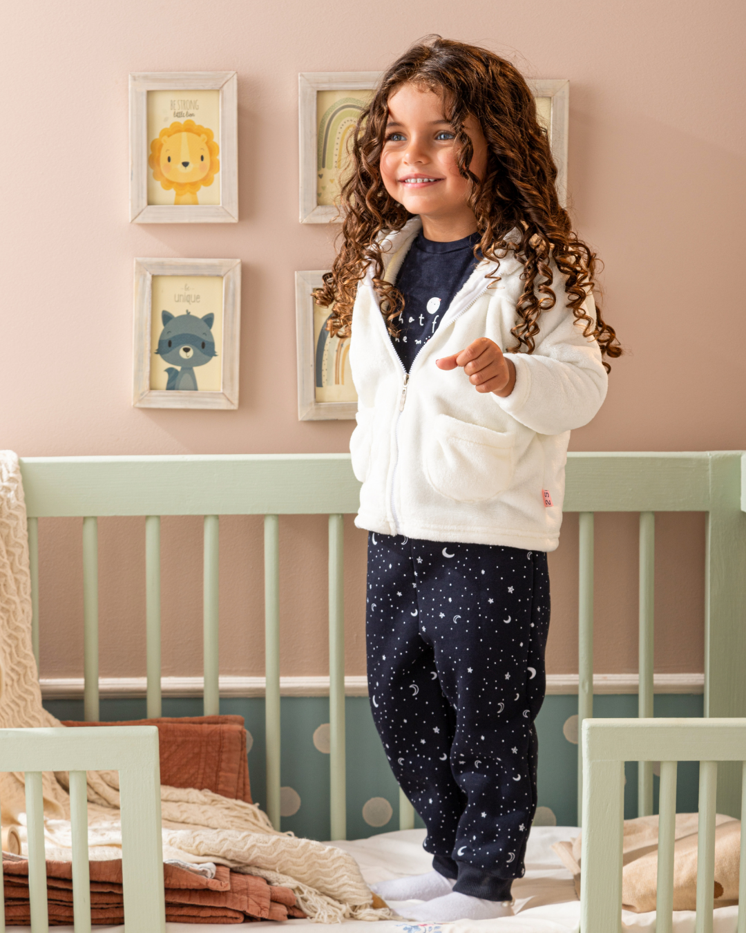 shot for the moon Baby girls pajamas, 3 pieces, polar jacket and Milton pants