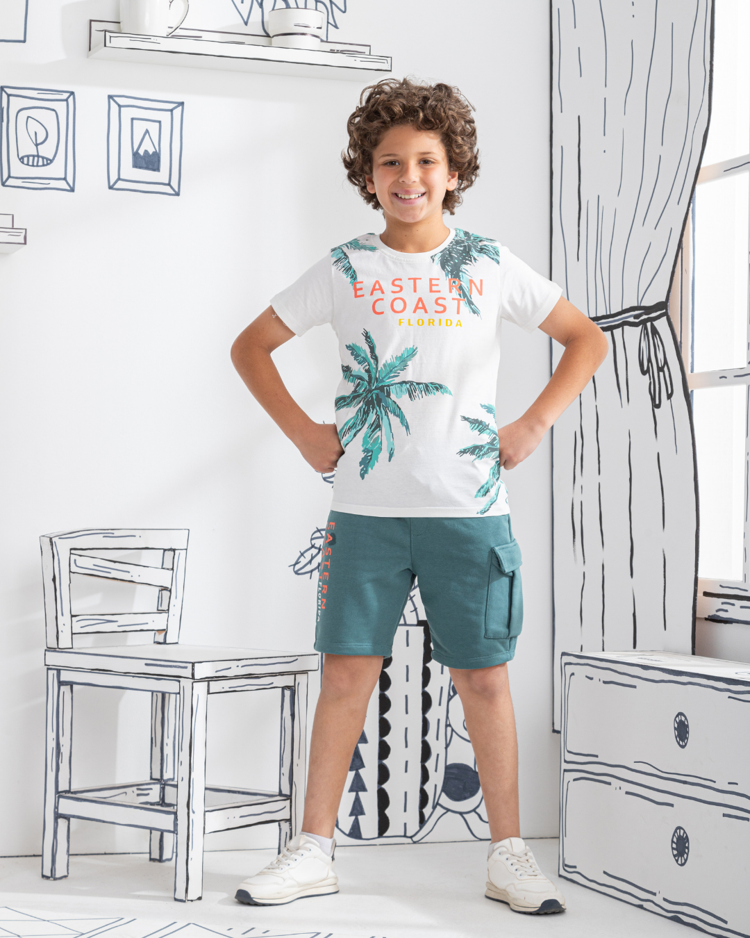 EASTERN COAST florida Boys' pajamas, printed half-sleeve T-shirt and shorts