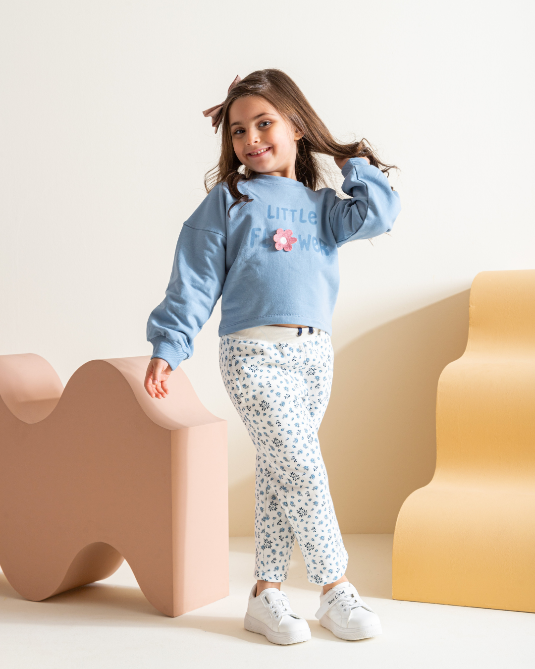 Little flower "girls' pajamas" T-shirt + printed pants