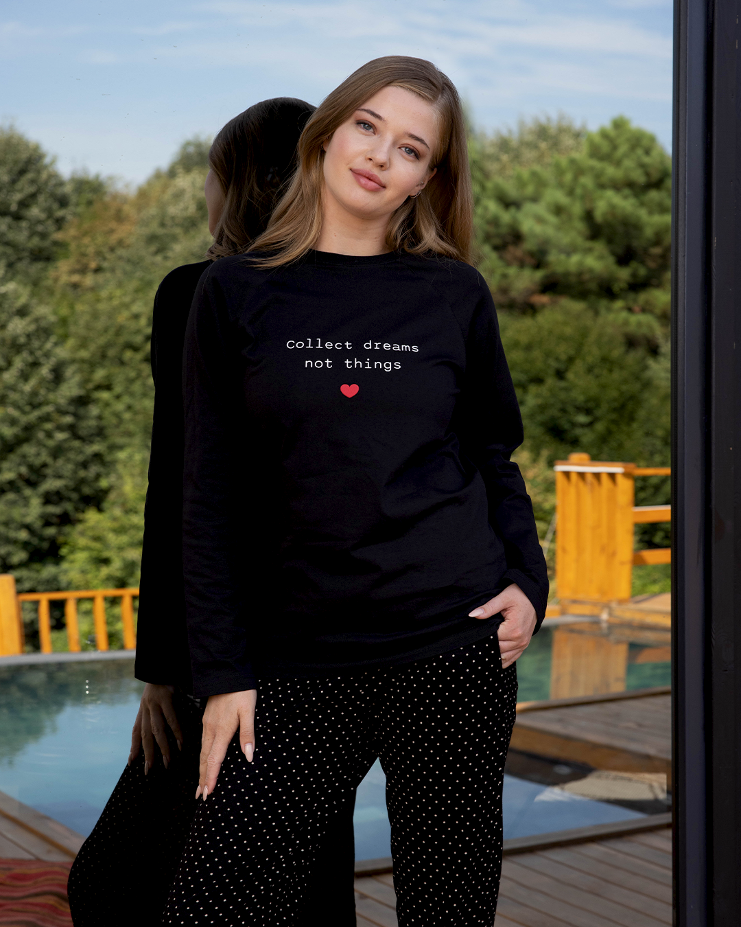 Collect dreams Thermal Polka dots pajamas for women, long sleeves