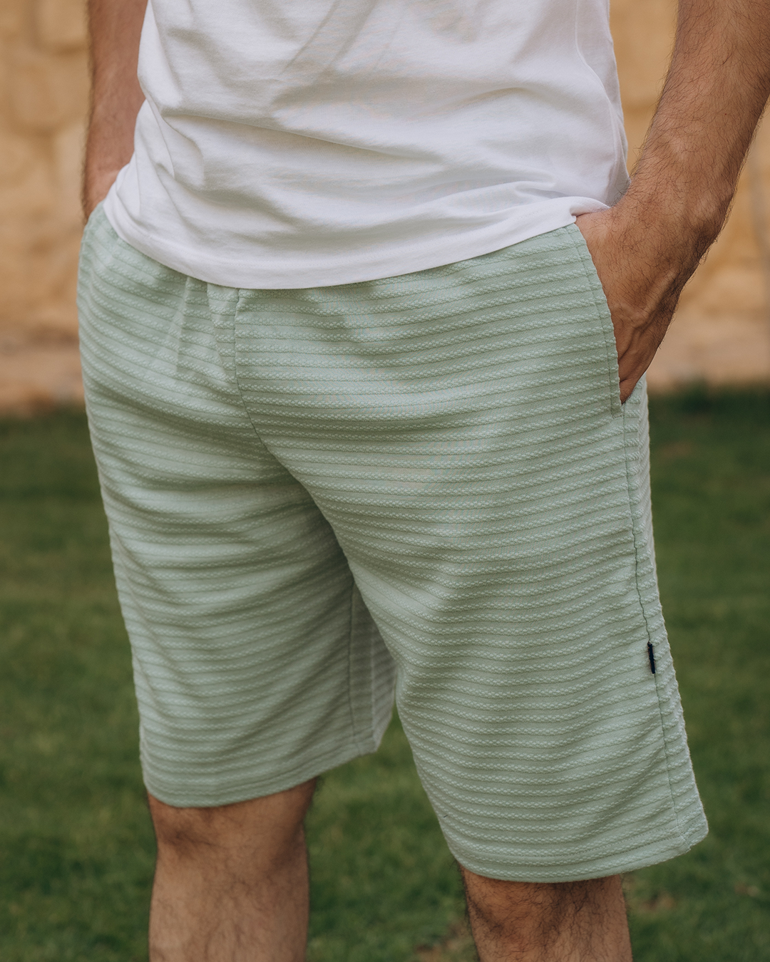 Men's jacquard striped shorts