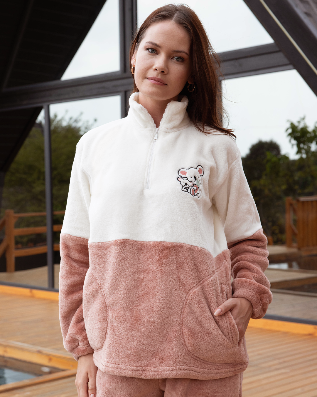 Made With Love  Ladies Polar Half- Zip Pajama