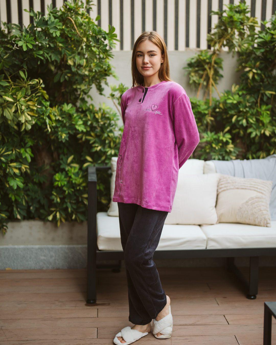love you Women's pajamas, Mardapolo, velvet embroidery