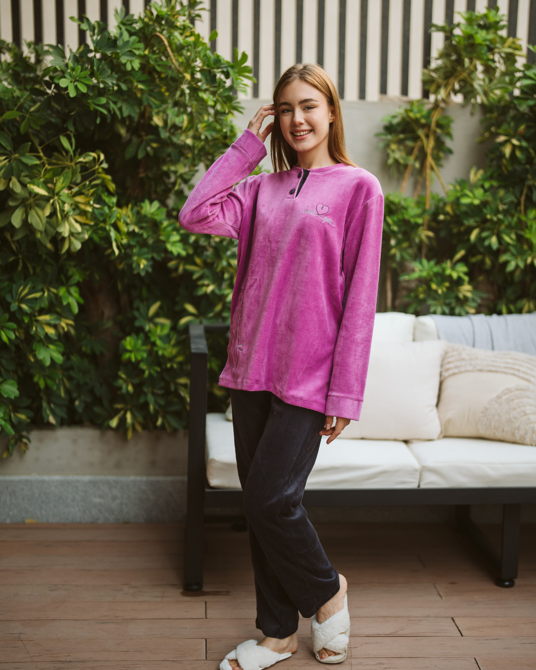 love you Women's pajamas, Mardapolo, velvet embroidery