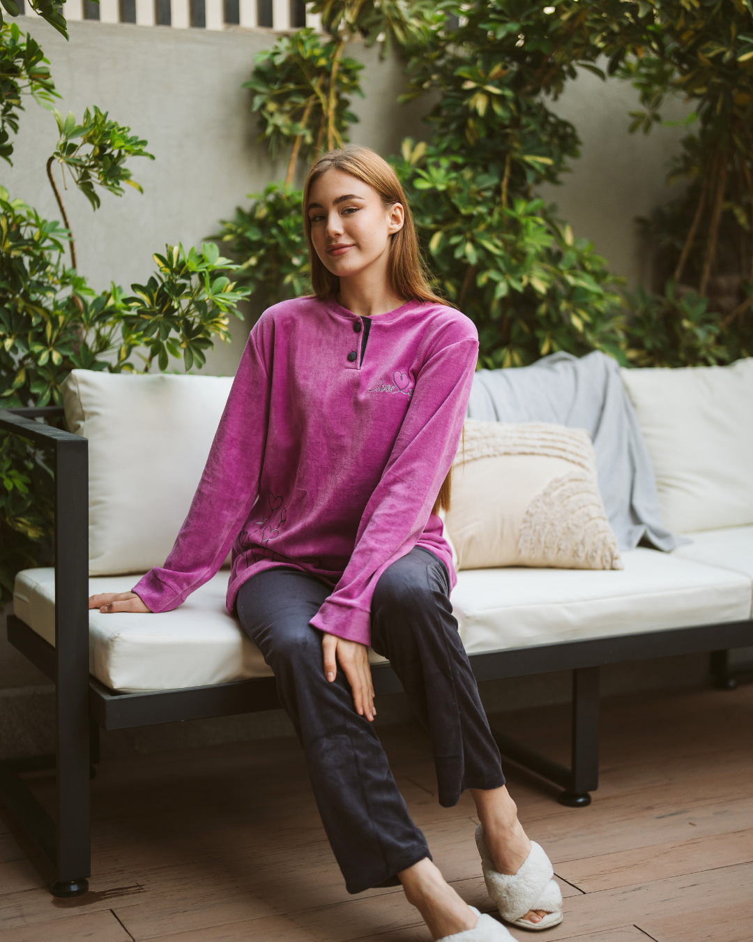 love you Women's pajamas, Mardapolo, velvet embroidery