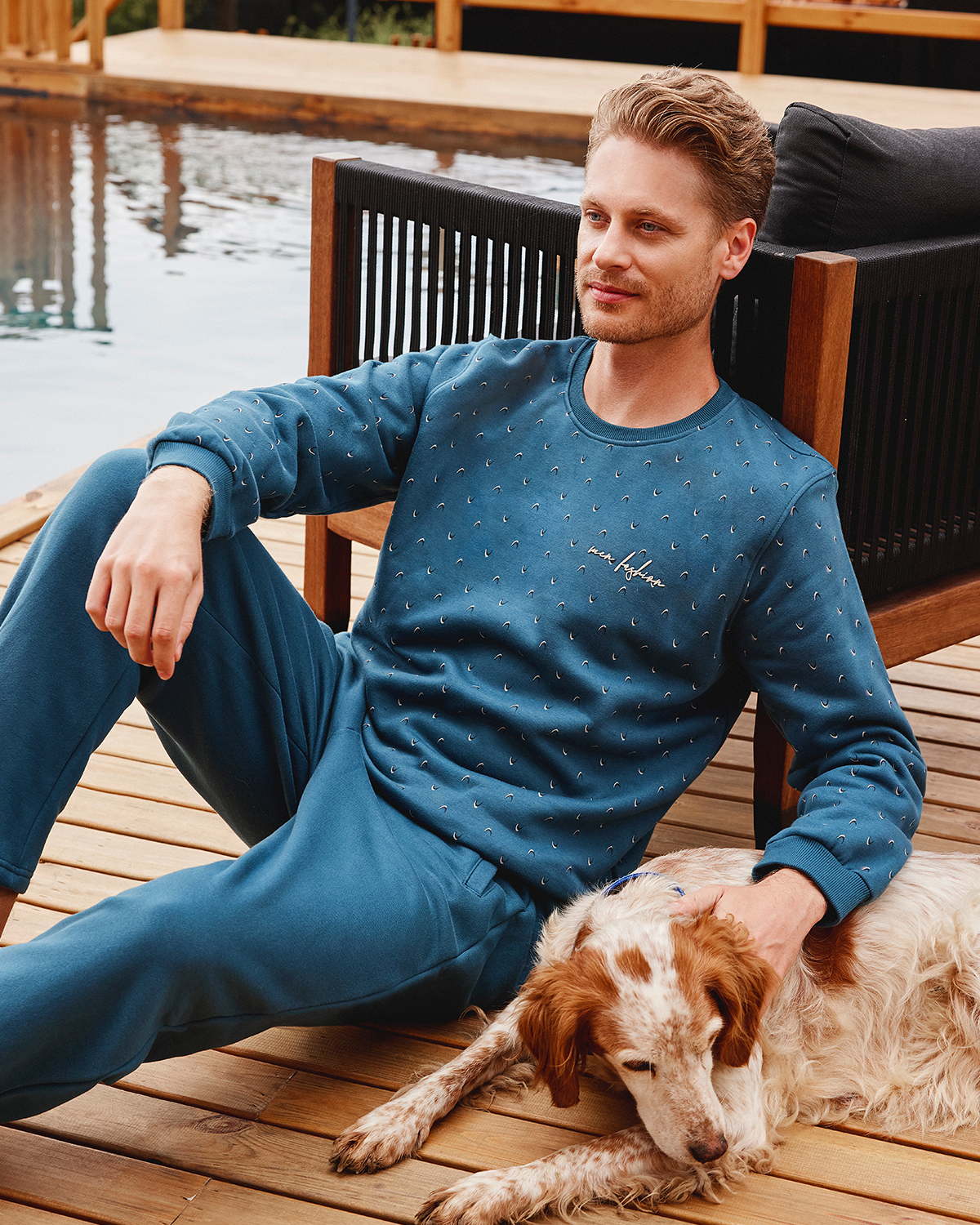 Men fashion Milton men's long sleeve pajamas