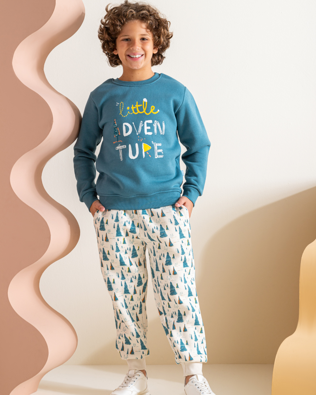 Littel Adventure Children's pajamas for boys, plain Milton, with printed Milton