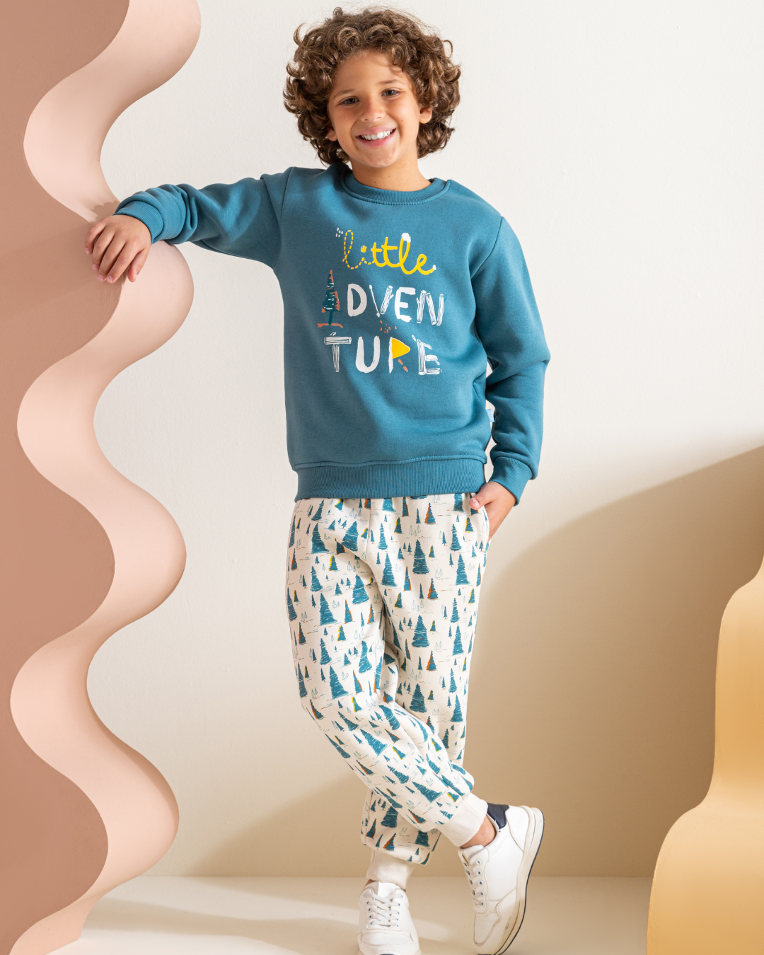 Littel Adventure Children's pajamas for boys, plain Milton, with printed Milton