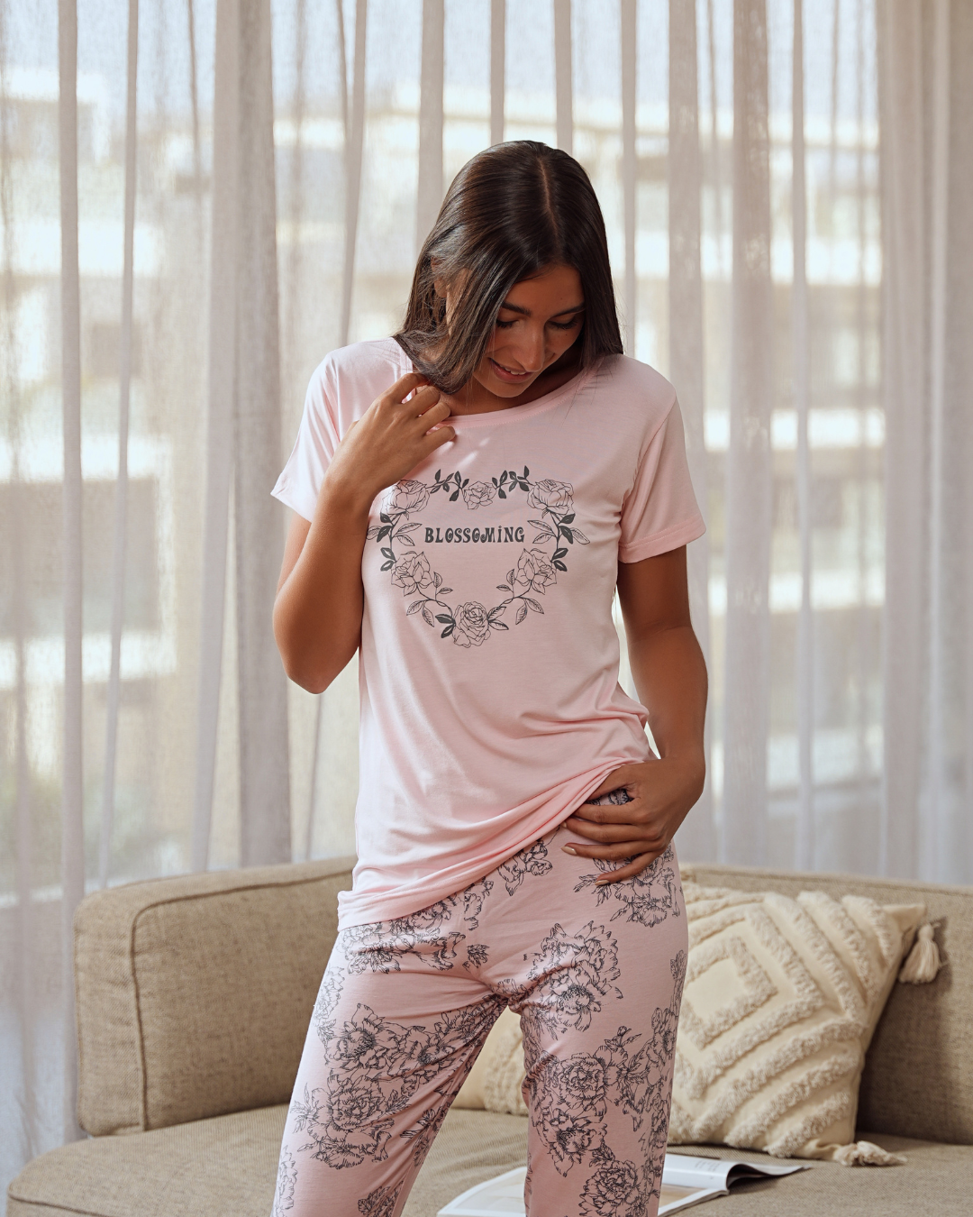 Women's pajamas with floral print