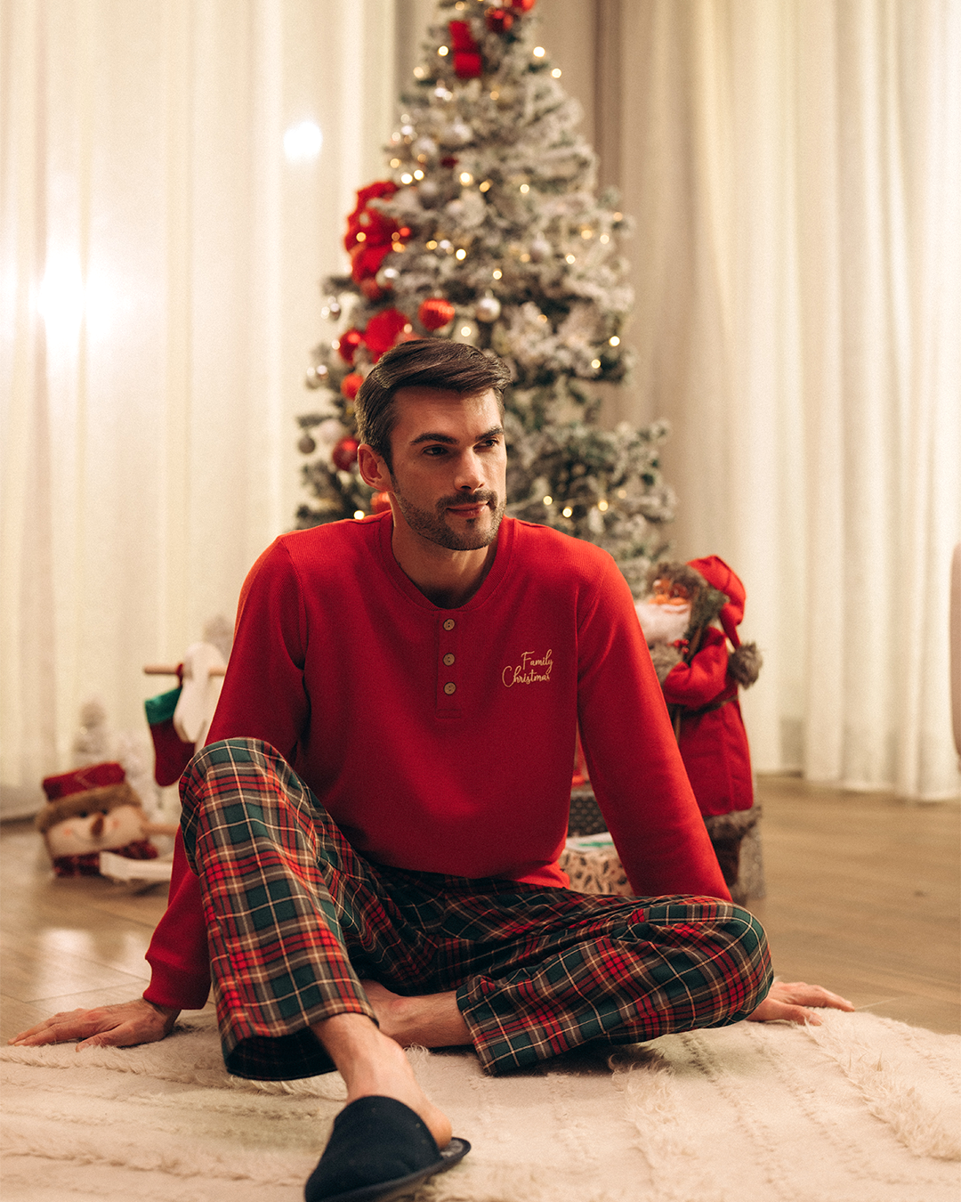Men Christmas Pajama Embroidered Family Christmas 