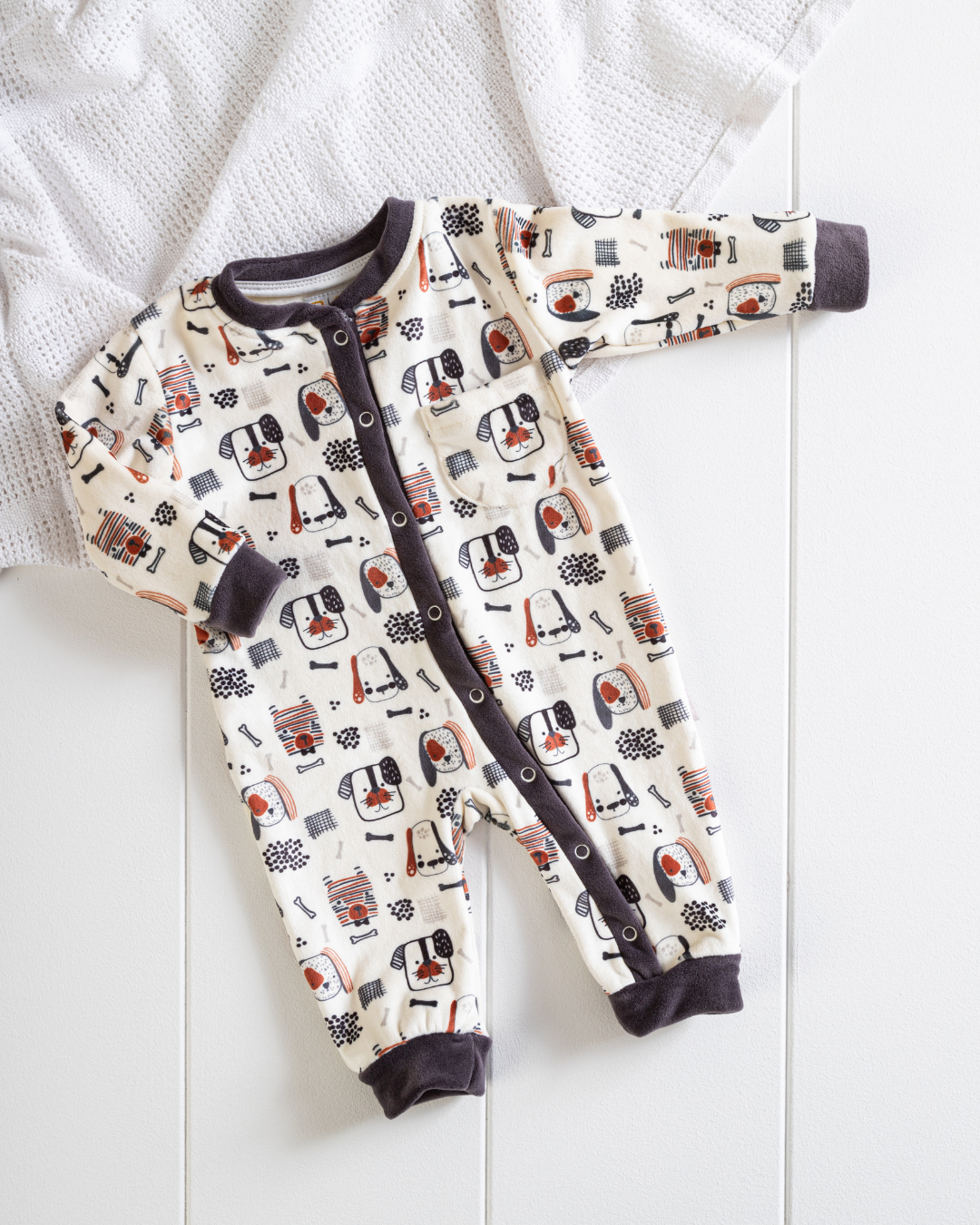 Dogs  Baby Boy Printed Sleepsuit soft velevet