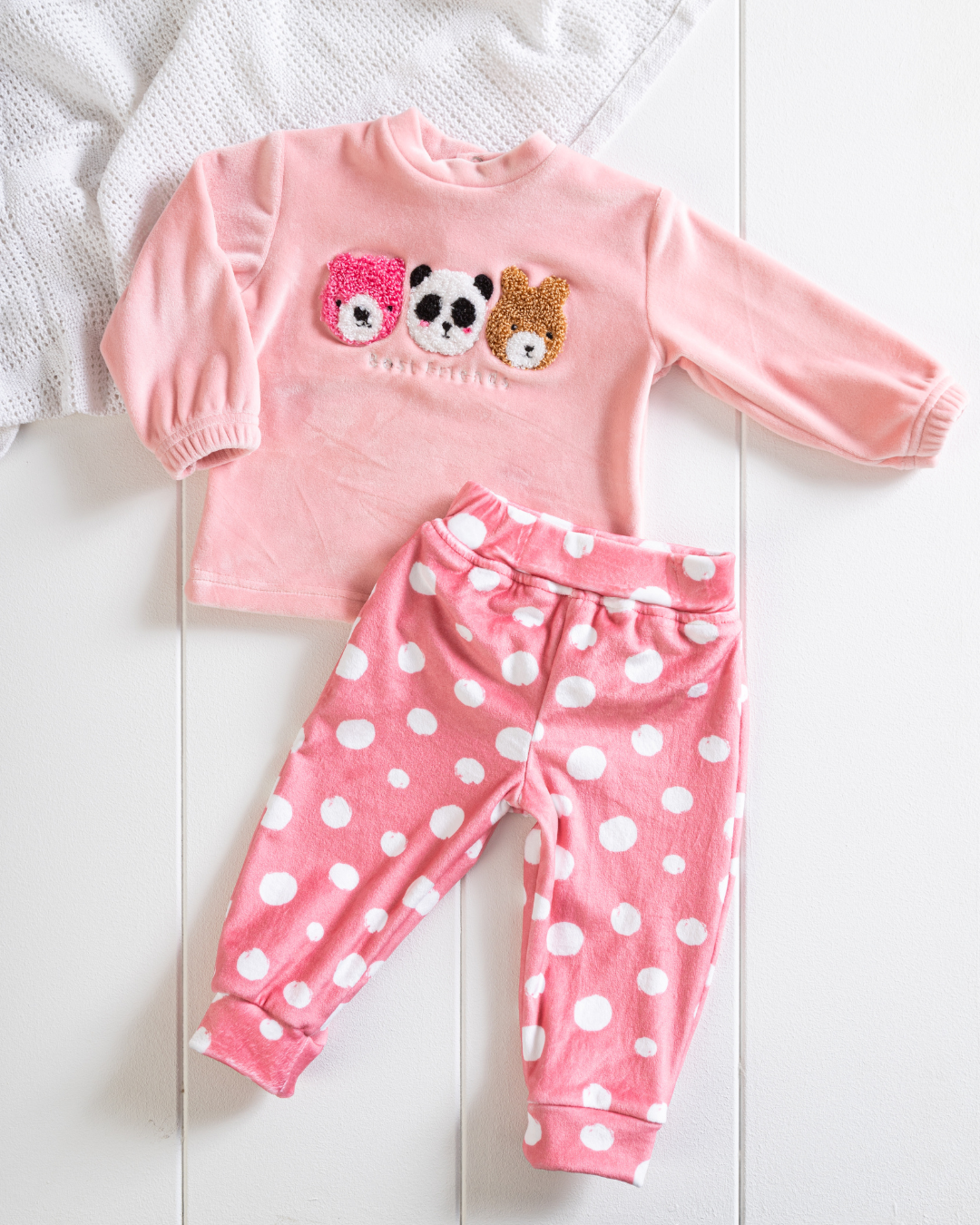 Best Friends Baby Girls Soft Velvet Pajamas