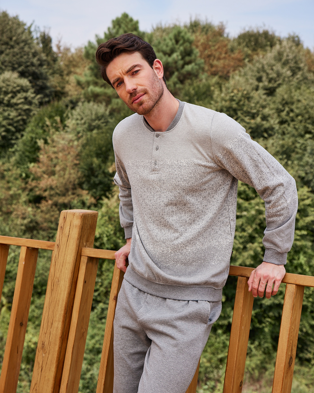 Men's  jacquard buttons * Melton  pajamas