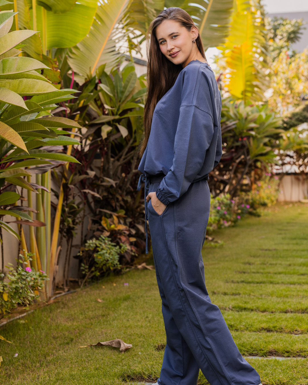 Women's over-size pajamas with a stripe