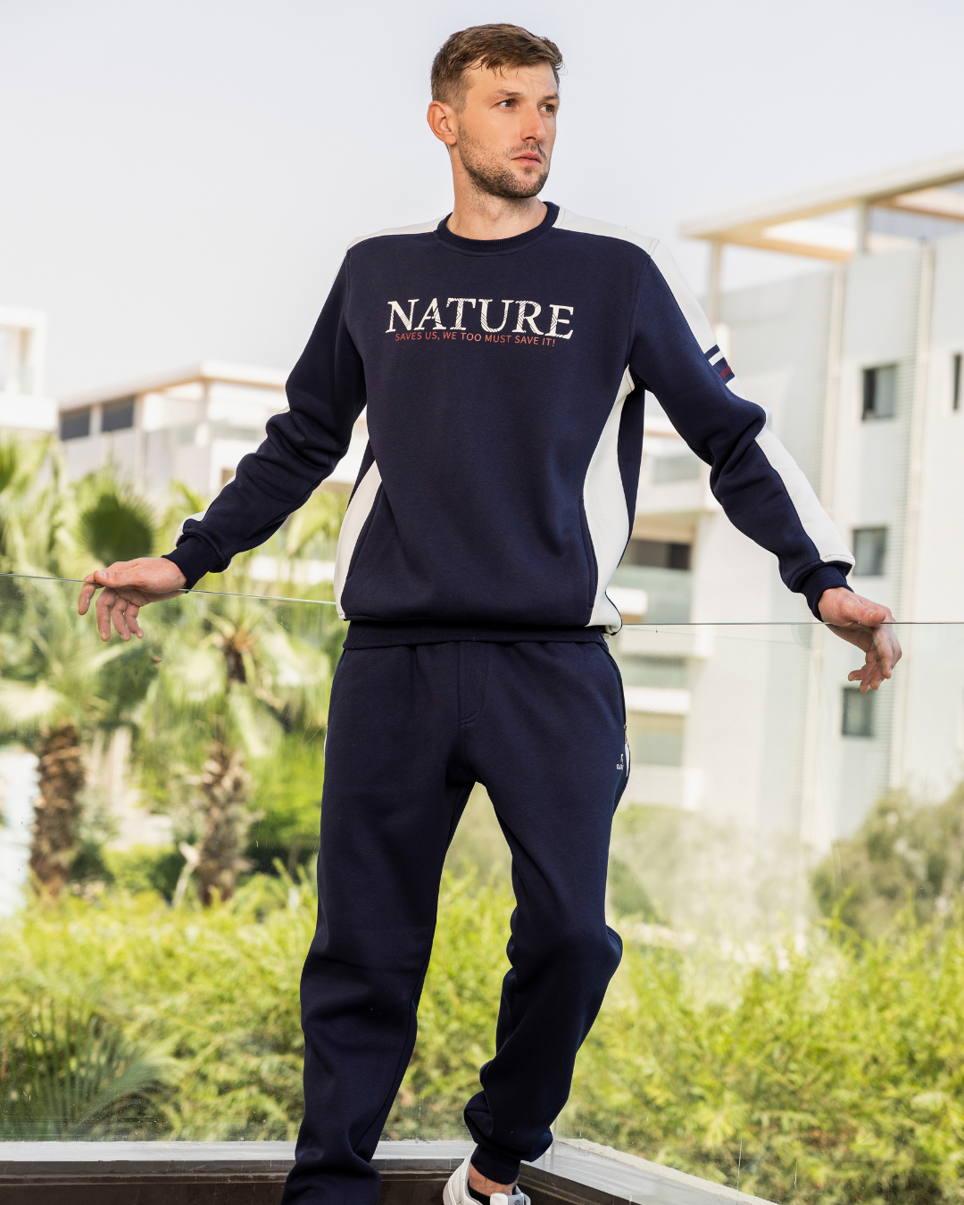 NATURE Men's pajamas with print on the chest