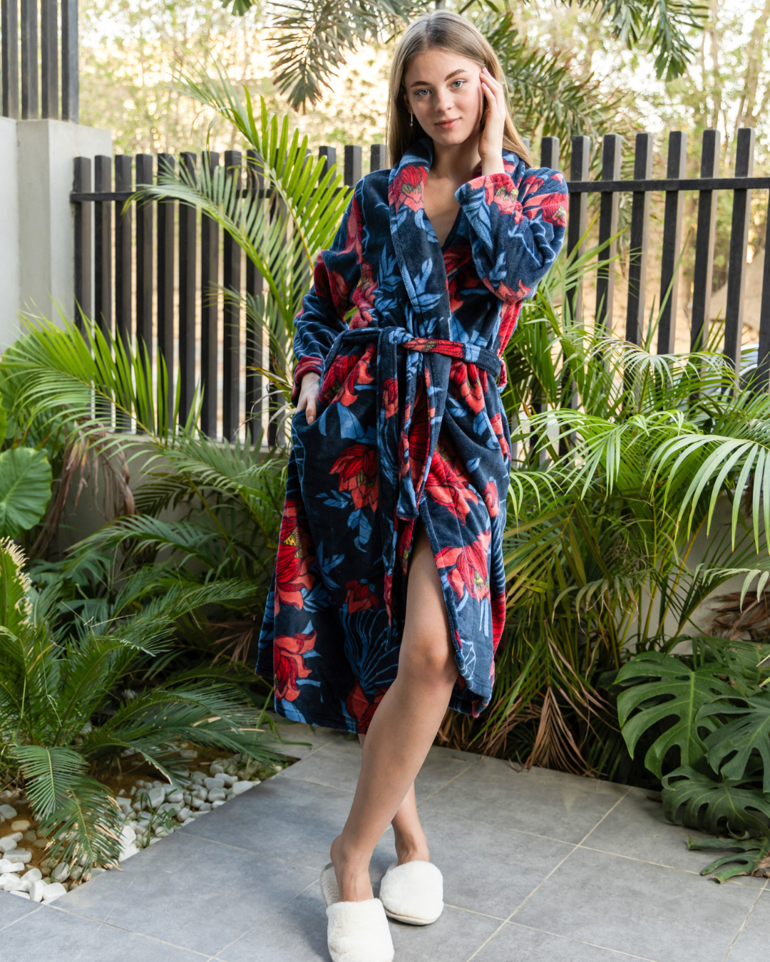 Large floral floral robe for women