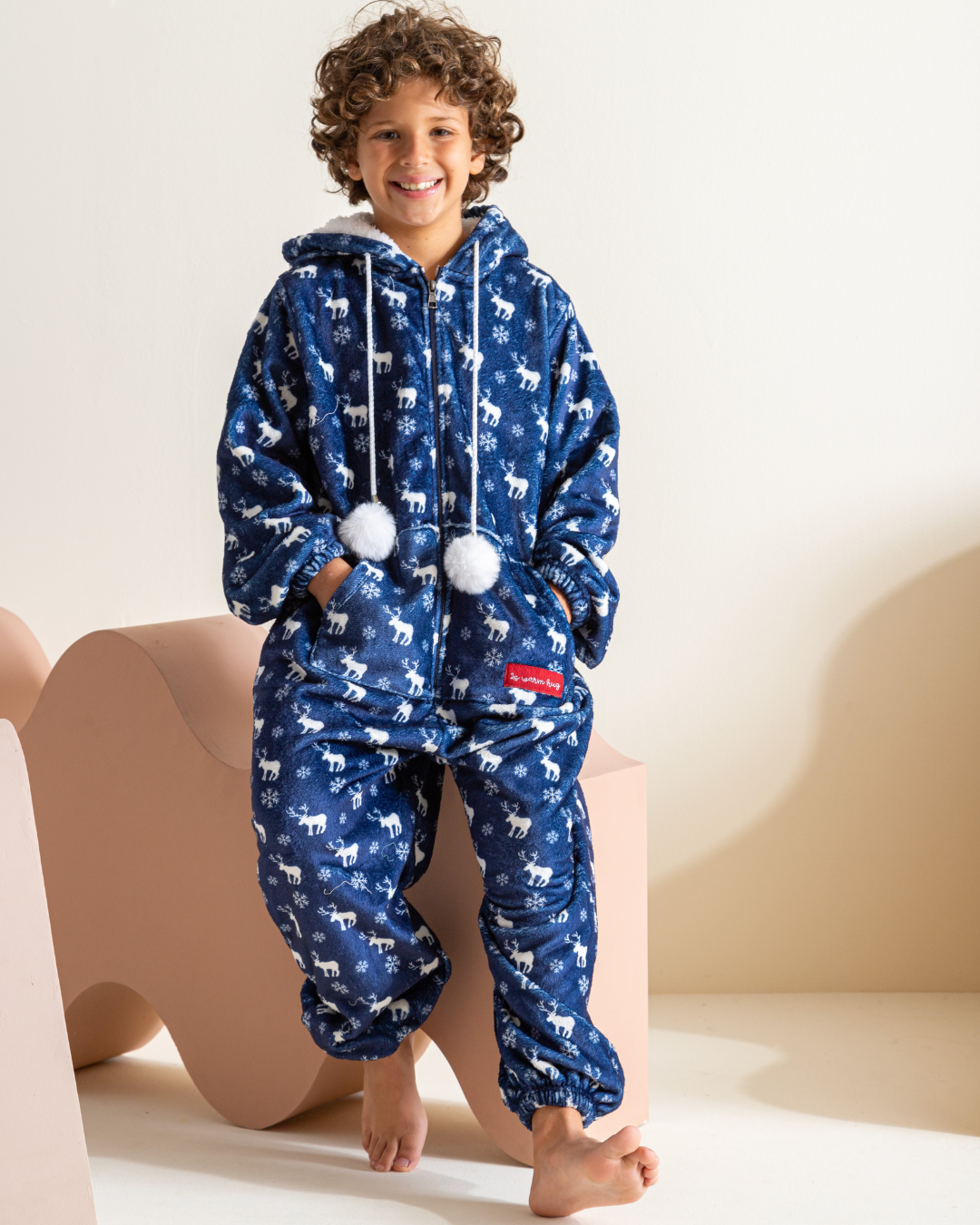 Blue Reindeer Boys Printed Polar