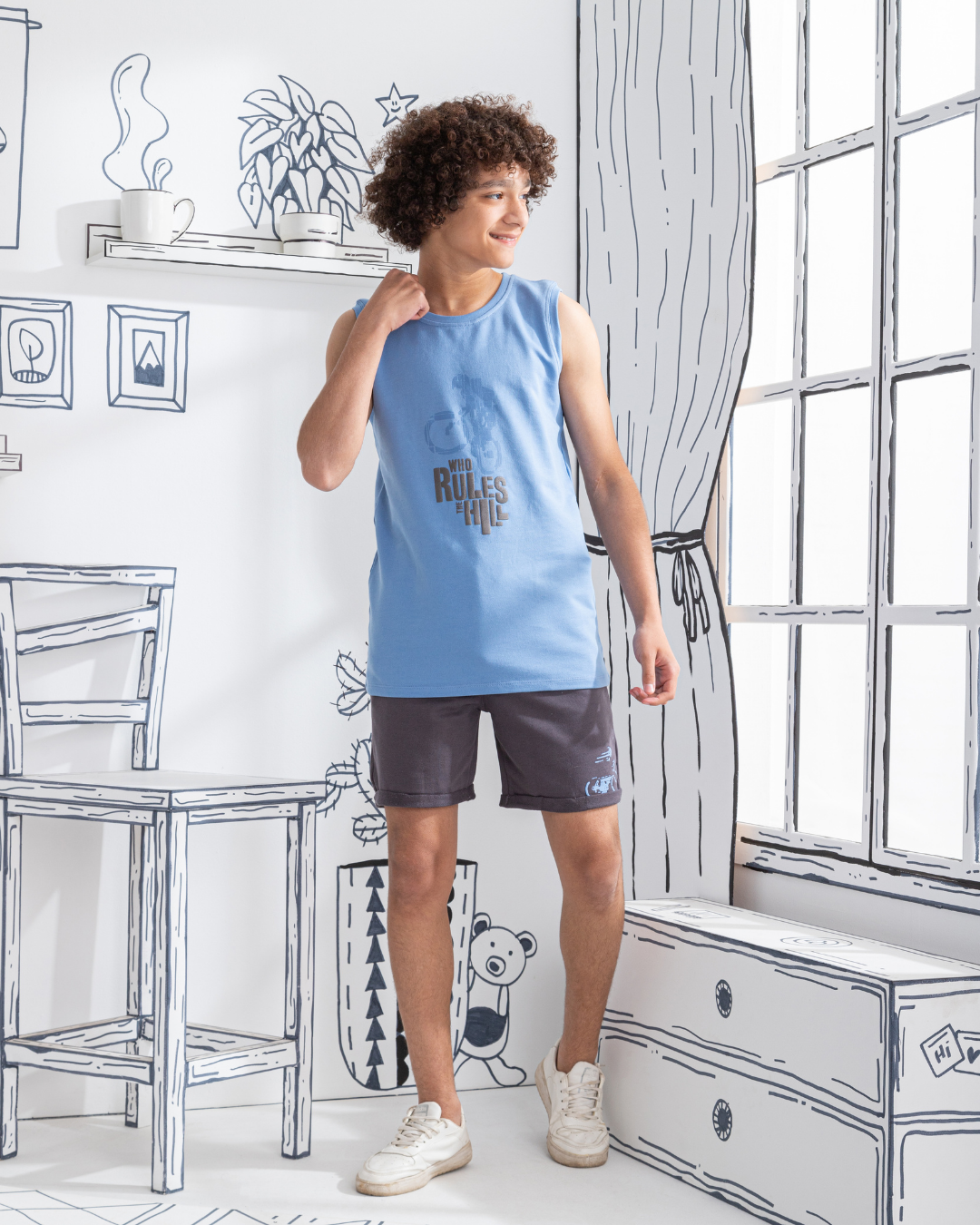 Bikers Boys' pajamas, printed T-shirt and shorts