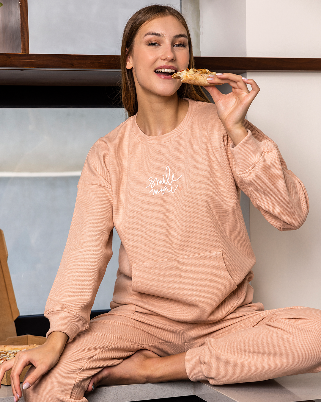 Smile more Women's pajamas, waffle material