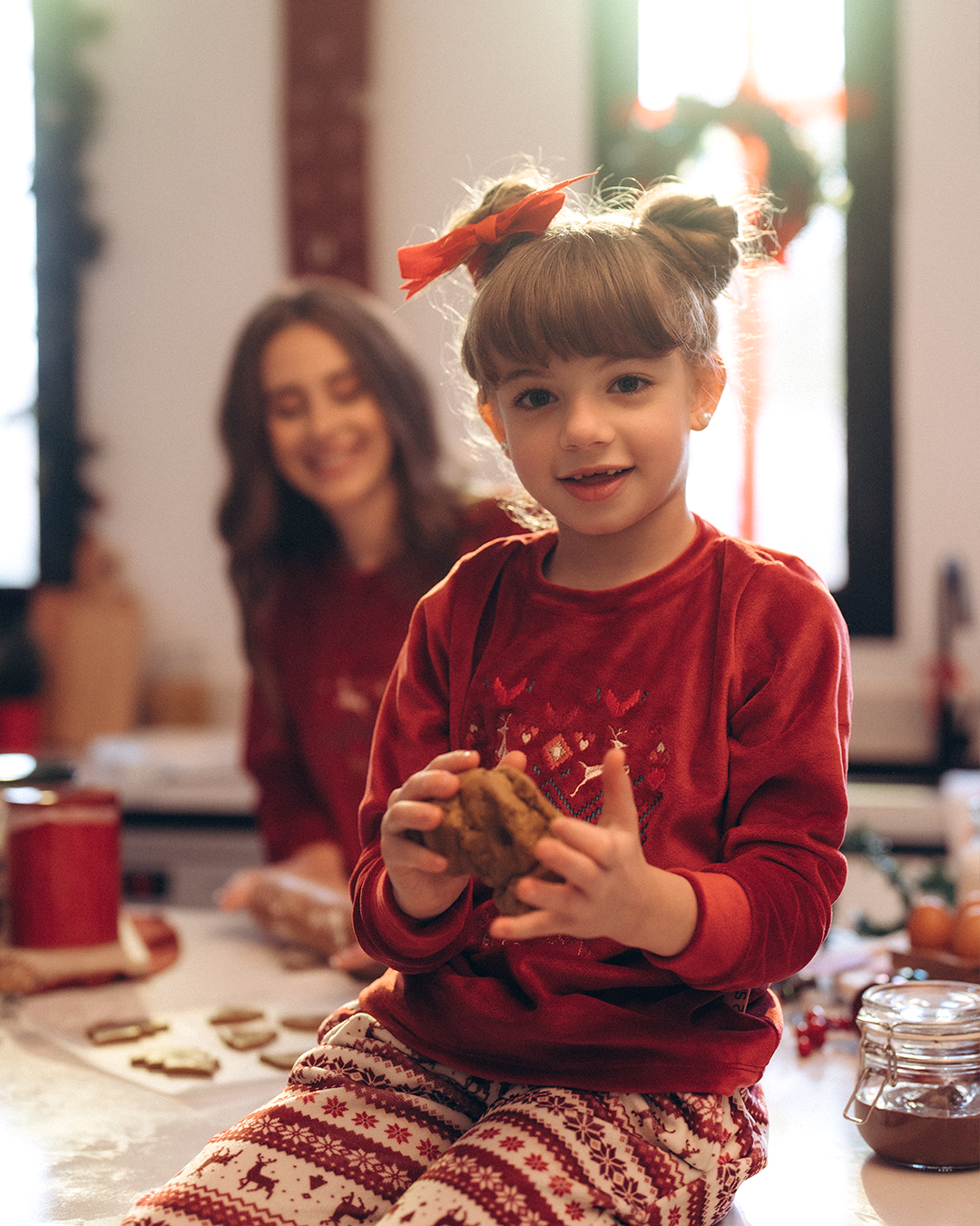 Winter Blessing بيجاما اطفالي كريستماس اولادي وبناتي قطيفة بوليستر