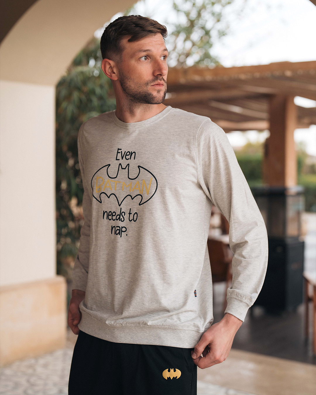 Batman needs to nap Men's long sleeve pajamas