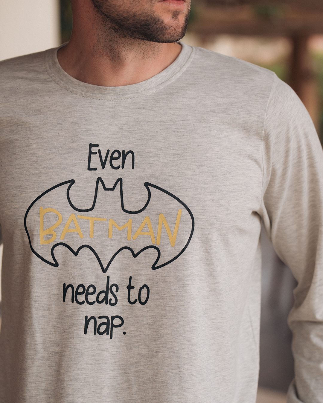 Batman needs to nap Men's long sleeve pajamas