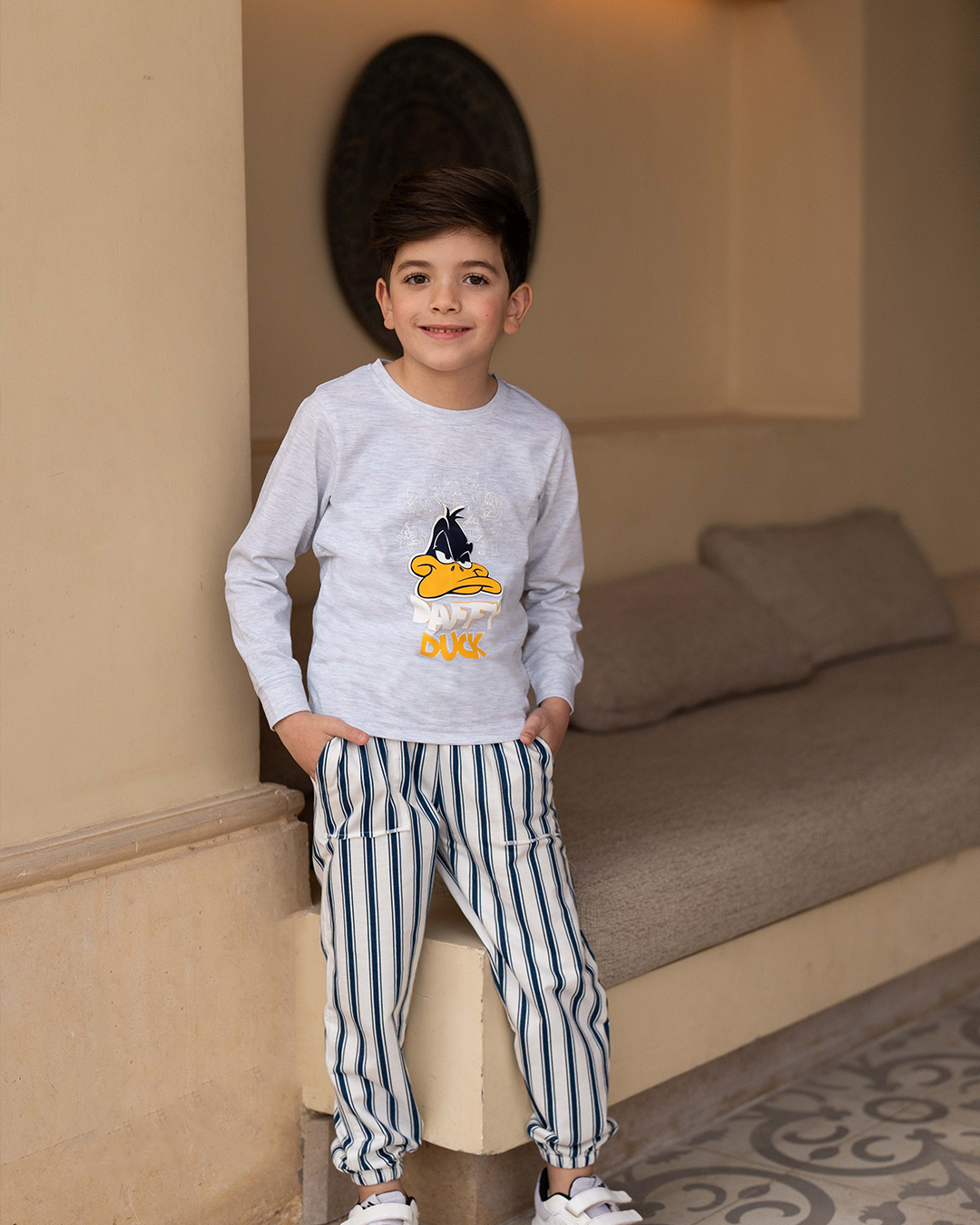Daffy Duck Baby Boys Long Sleeve Cotton Pajamas * Summer Melton Stripe Pants