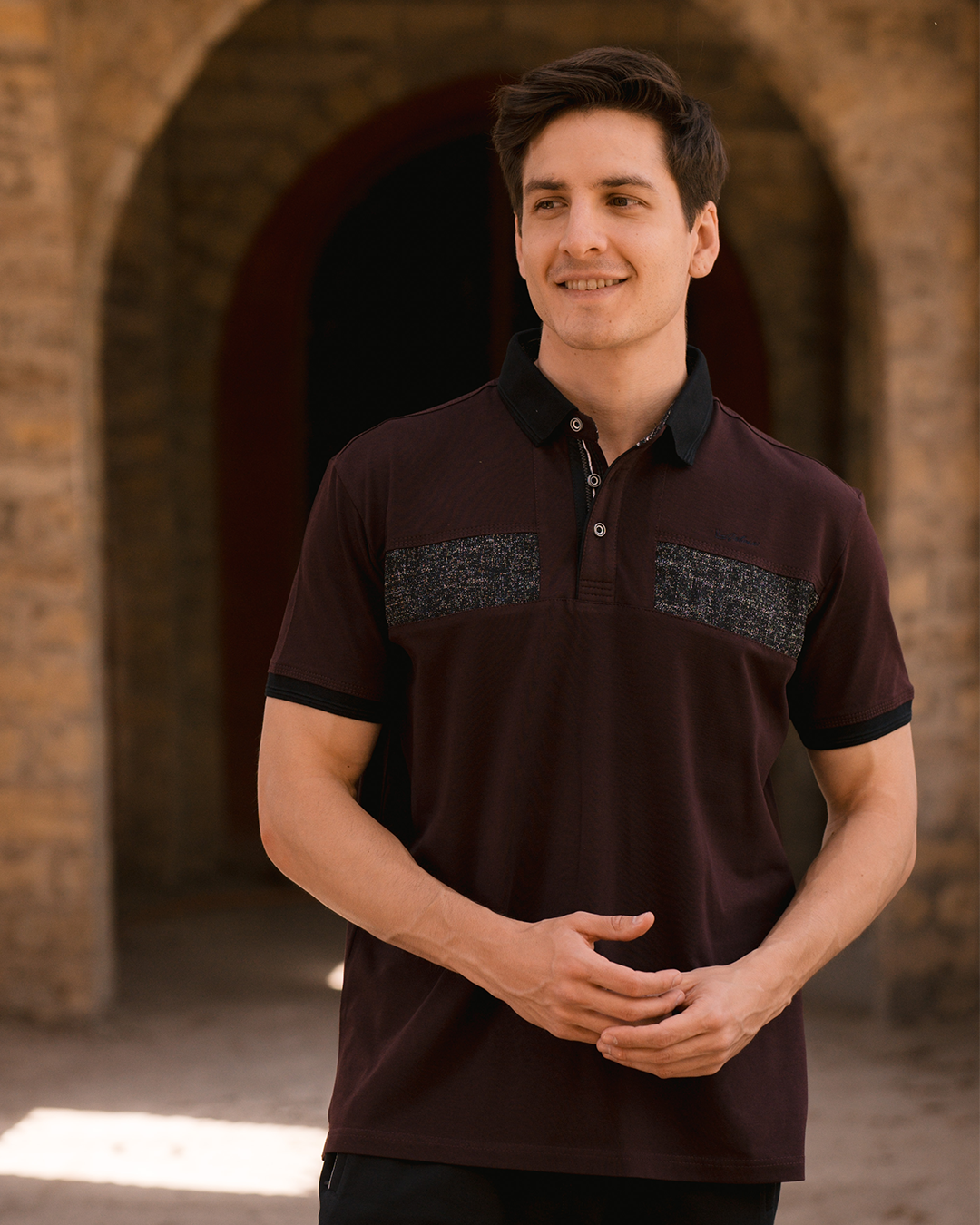 galvani GLV men's pajamas with a collar and printed buttons on the chest