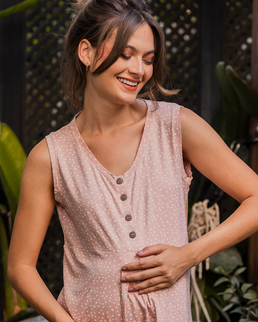 Tiny Leaves Maternity Shirt for Women