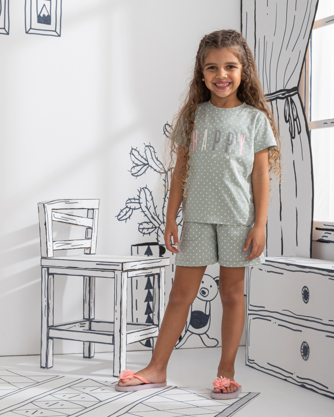 Happy Kiddo half sleeve pajamas for girls