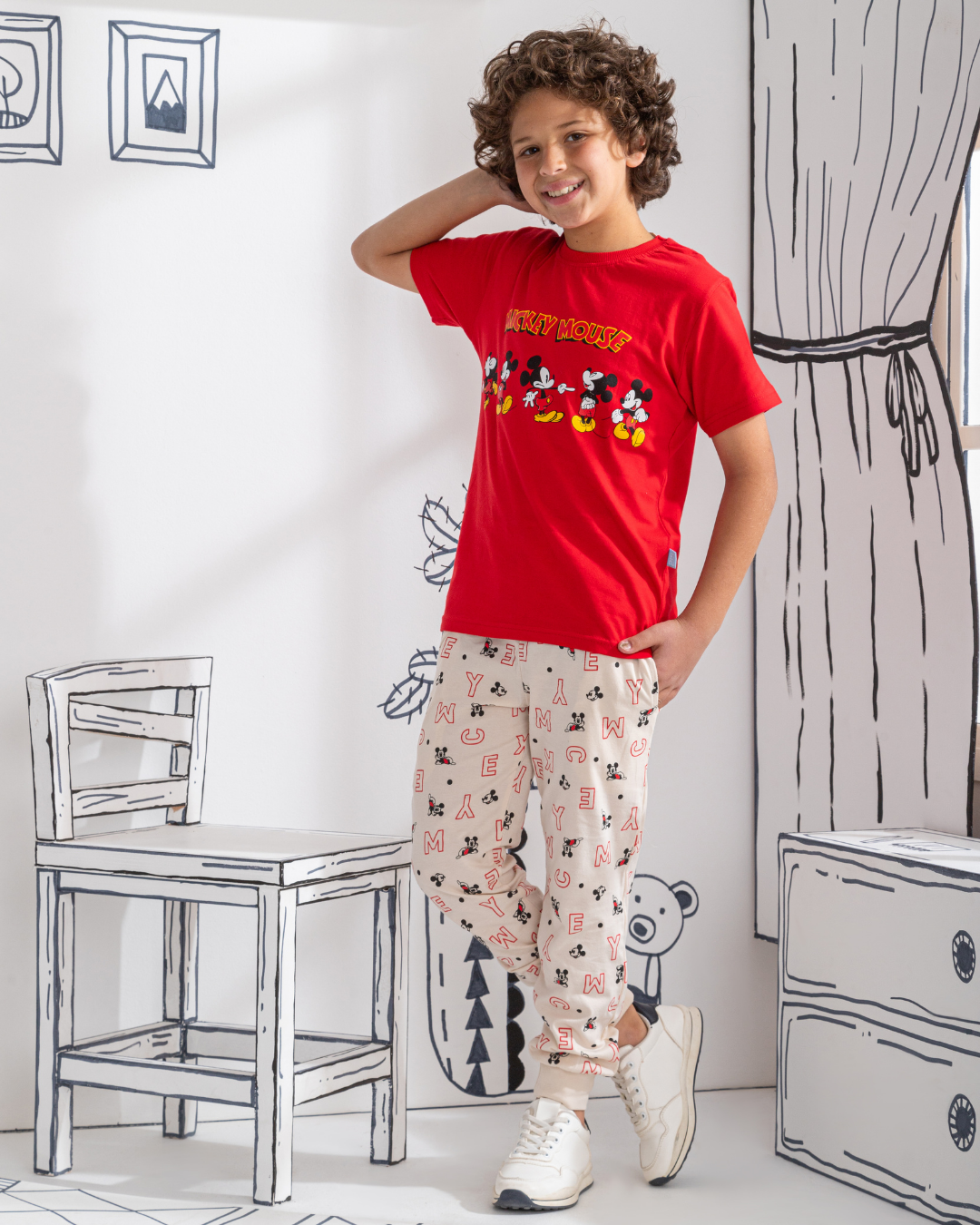Mickey Mouse Disney pajamas for boys, half sleeves *Printed trousers