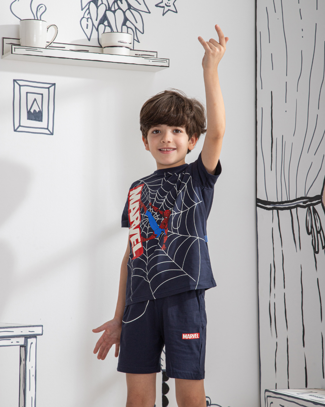 Spiderman and the web My children's pajamas, half a sleeve